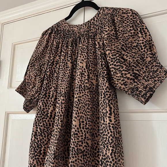 Ulla Johnson Lennie Pleated Cotton Poplin Top Cheetah Print Animal Print Size 2 - Picture 10 of 13